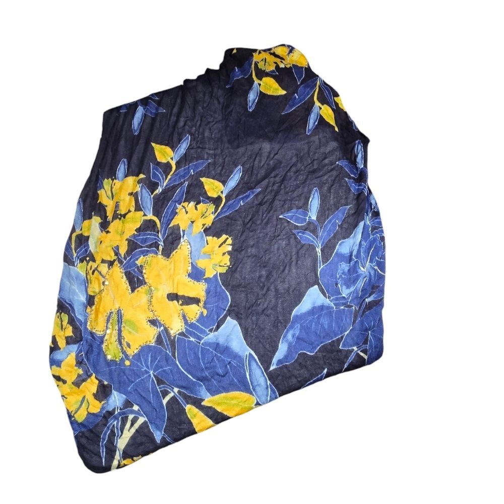 Anthropologie Lotte Erfurt Hjorth Limited Edition Blue Gold Sequin Scarf - Picture 2 of 7